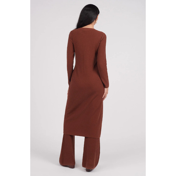 ANOTHER GIRL Brown Organic Cotton Zig Zag‎ Longline Cardigan Size Small - Picture 3 of 7